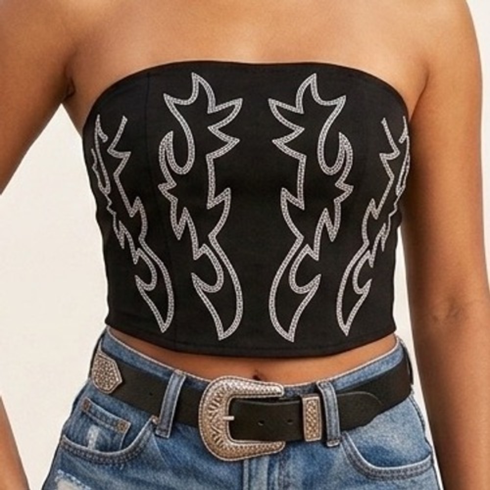 Western Festival Tube Top Smocked Bow Altar'd State Women S Black